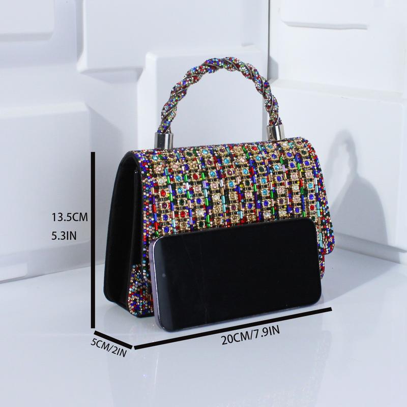 Fashion Diamond-Studded Evening Clutch Mini Square Bag Handbag Clutch Bag Bacchus Bag Shoulder Bag Crossbody Bag Underarm Bag rhinestone decor