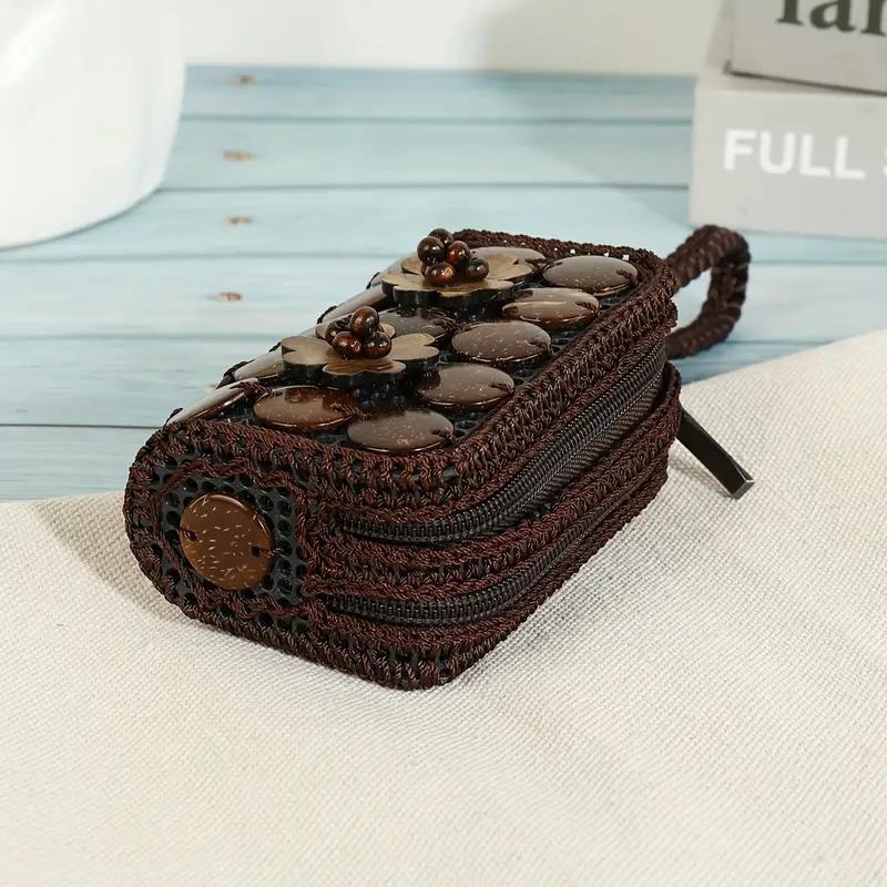 Boho Style Vintage Design Coin Purse, Durable Plastic Zipper Coin Purse, Fashionable Travel Accessories for Women & Girls