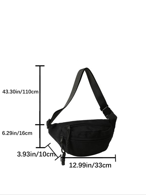 Women's  Casual Plain Canvas Fanny Pack, Fashionable Zipper Design Sling Bag for Daily Used, Trendy All-match Crossbody Bag