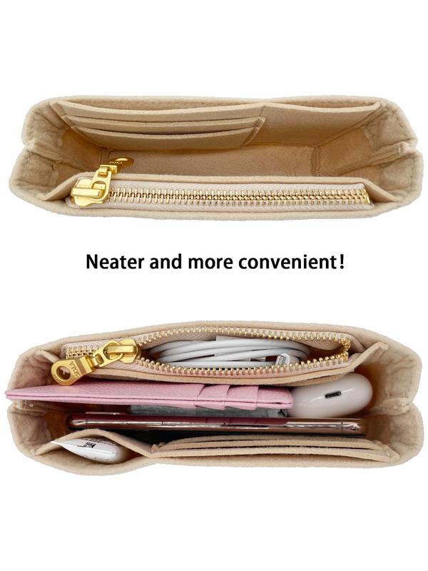 Solid Color Mini Insert Storage Bag,  Portable Travel Liner Storage Bag, Zipper Insert Storage Bag for Shoulder Bag & Handbag