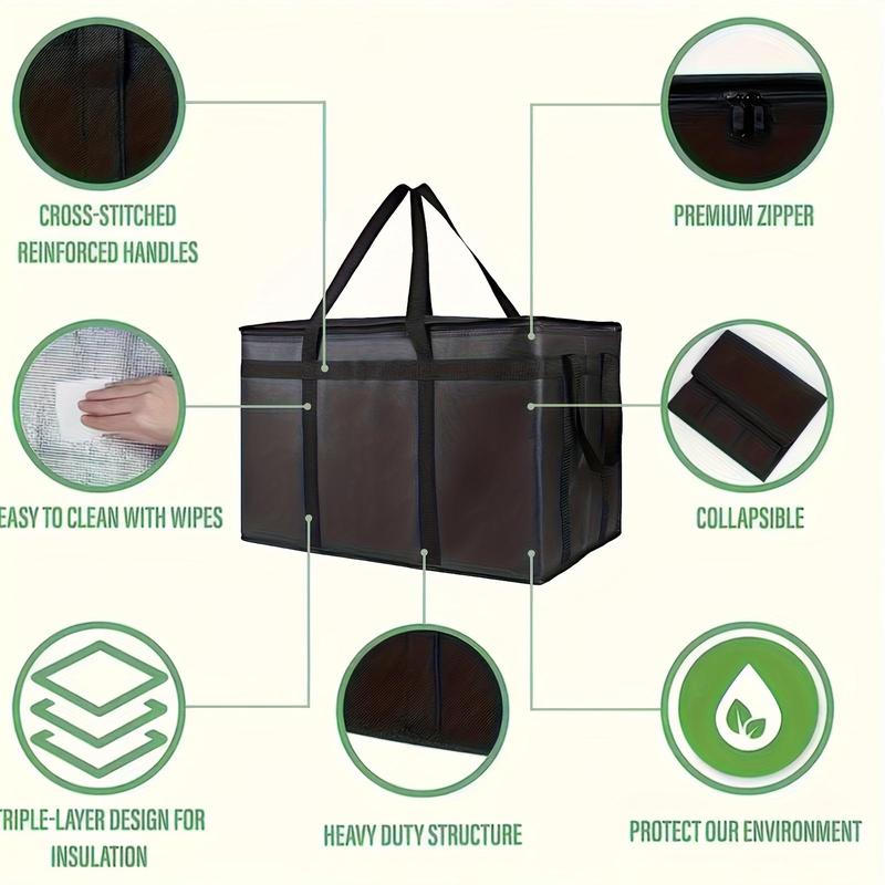 Large Capacity Insulated Food Delivery Bag, Durable Thermal Insulated Food Bag, Carrier Bag for DoorDash, Catering & Grocery Shopping