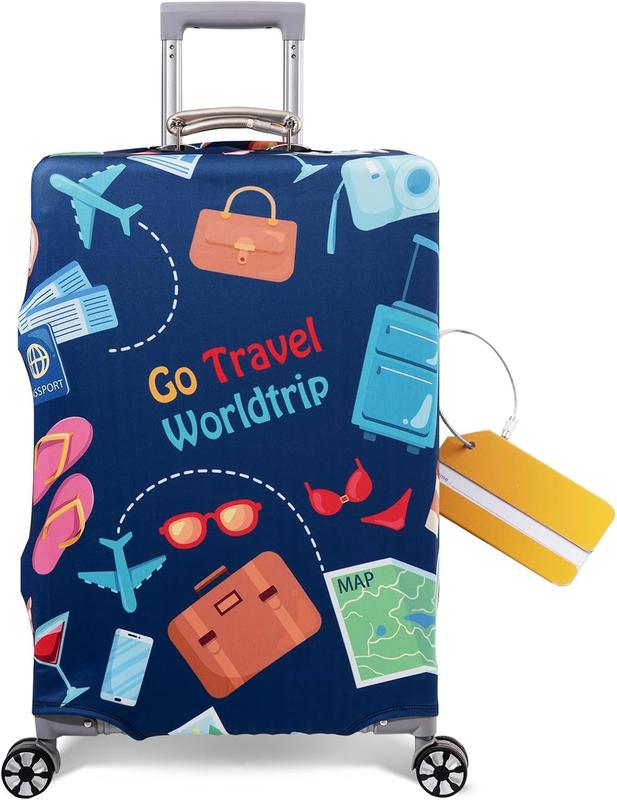 OrgaWise Travel Luggage Covers for Suitcase Fashionable Protector - with Luggage Tags Anti-scratch - Fits 18-32 Inch Luggage