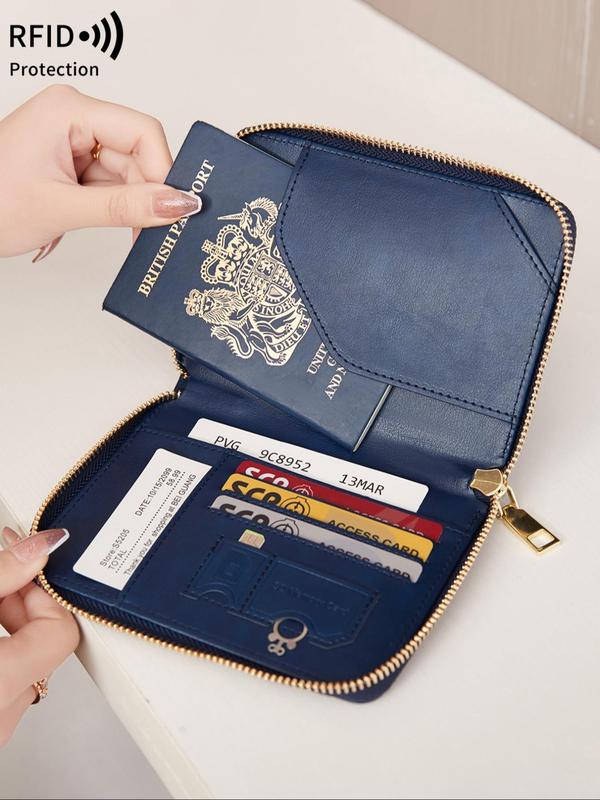 Simple Plain Color Passport Holder with Card Slots, Rfid Protection Multi-functional Passport Protective Cover, Casual Travel Wallet for Women & Men