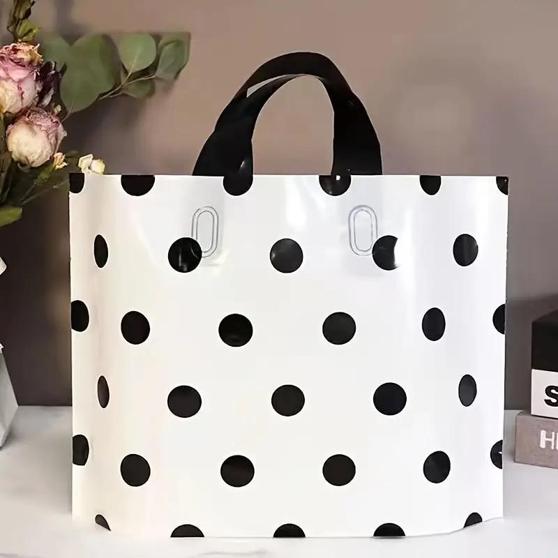 Polka Dot Pattern Gift Bag, 5 Counts Reusable Shopping Bag, Plastic Handbag for Shopping, Gift & Holiday Celebration, Party Supplies