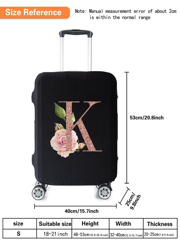 Letter &floral Pattern Luggage Bag Cover, Summer Dustproof Foldable Travel Bag Protector, Bag Accessories for 18-21 Inch Suitcase Cover