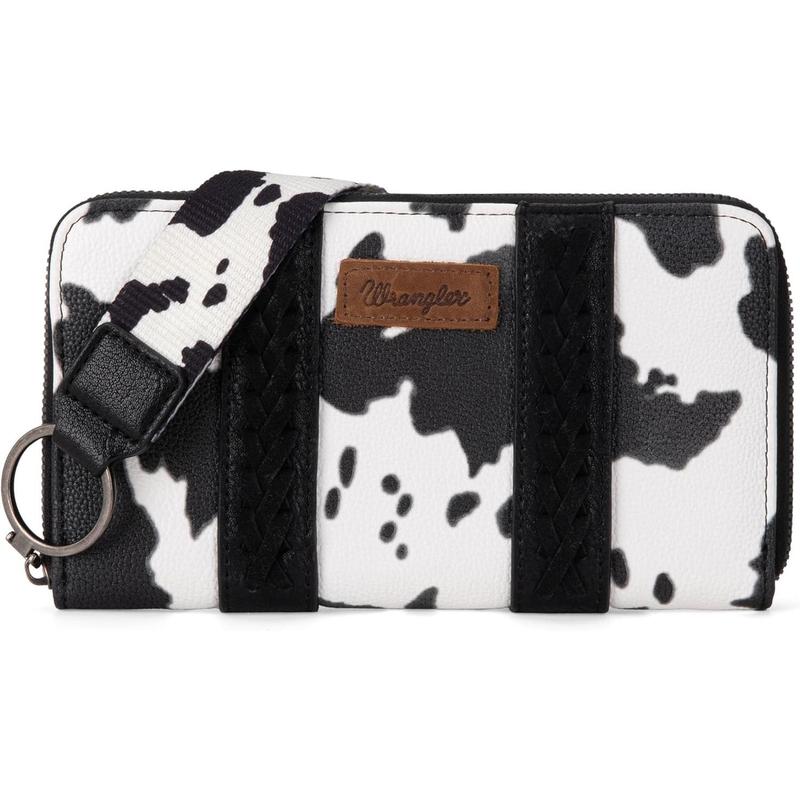 Wrangler Cowprint Wristlet Wallet Credit Card Holder for Women Gifts for CowLovers-Fall Fashion woman gift