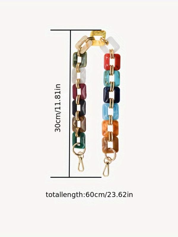 Colorblock Chain Strap, Fashionable Resin Bag Strap for Women's Shoulder Bag, Trendy All-match & Exquisite Bag Accessories for Daily Use