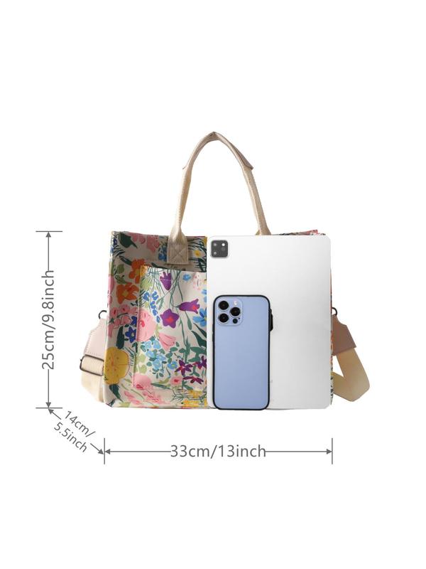 Women's Elegant Ditsy Floral Pattern Tote Bag, Trendy Large Capacity Shoulder Bag, Chic All-match Crossbody Bag for Daily & Work Use