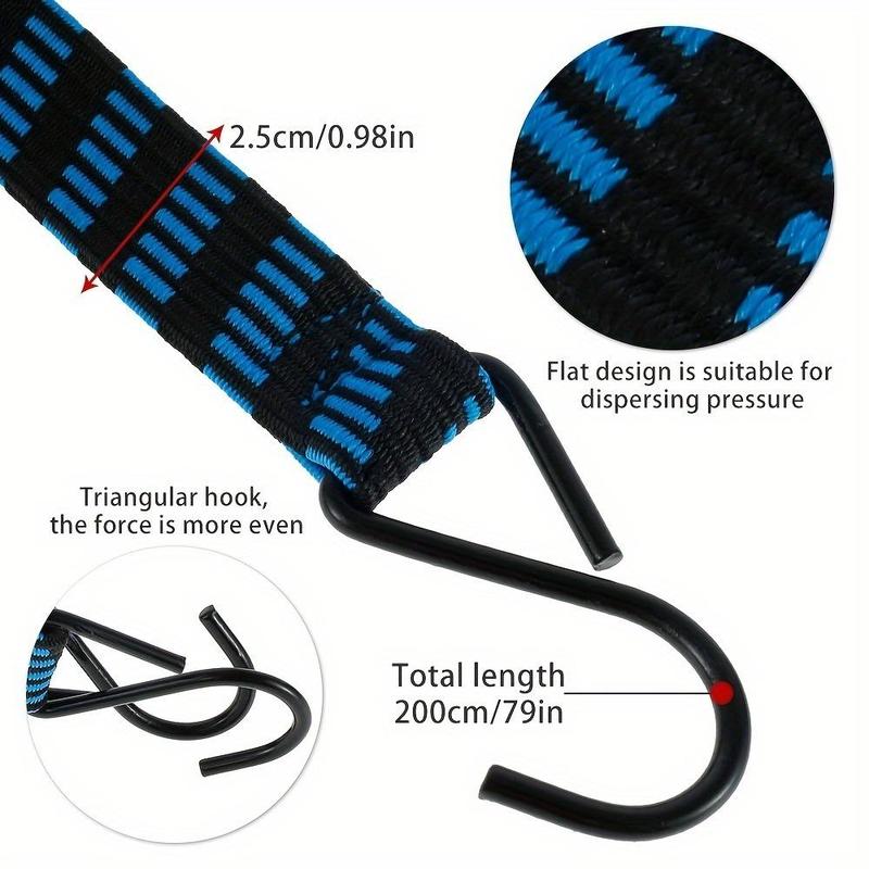 Heavy Duty Elastic Bungee Strap, Durable Flexible Design Strap with Sturdy Hooks & Anti-slip Surface for Securing Luggage on Motorcycles, Bicycles