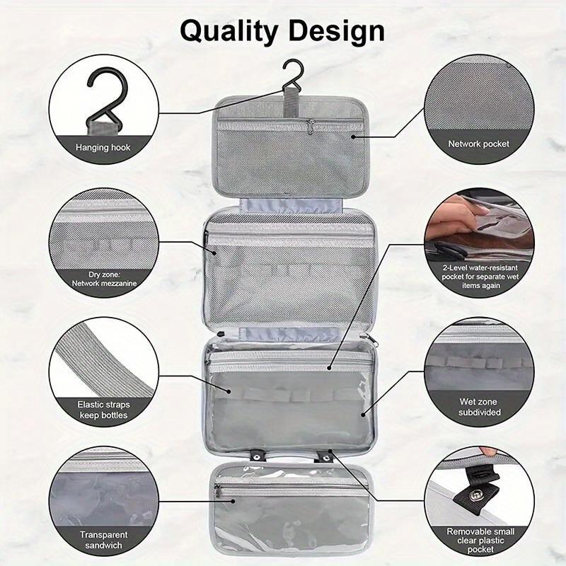 Large Capacity Toiletry Bag, 1 Count Waterproof Foldable Dry & Wet Separation Travel Bag, Multi-functional Storage Bag for Home Travel