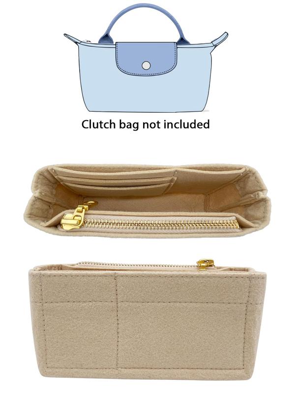 Solid Color Mini Insert Storage Bag,  Portable Travel Liner Storage Bag, Zipper Insert Storage Bag for Shoulder Bag & Handbag