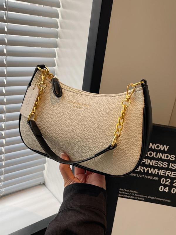 Women's Fashion Chain Strap Crossbody Bag, Casual Versatile Texture Underarm Bag, Trendy All-match Commuter Bag for Daily Used