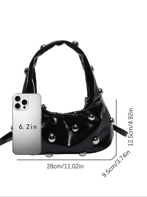 Women's Fashionable Studded Decor Shoulder Bag, 2024 New Style Casual Solid Color Crossbody Bag for Daily Used, Trendy Versatile High-quality Daily Commuting Bag