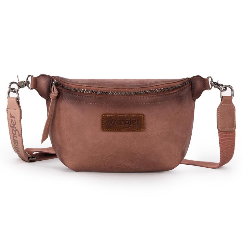 Wrangler Large Fanny Packs for Women Waist Bag Travel Belt Bags Crossbody Sling Bag Gifts for Women Men Dark Brown