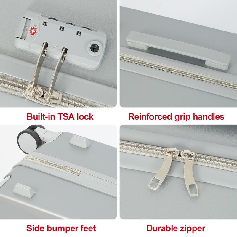 4+3 Combination Suitcase Set with Double Row Spinner Wheels, TSA Lock and Zipper Closure