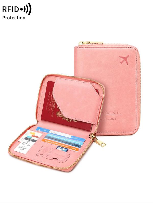 Simple Plain Color Passport Holder with Card Slots, Rfid Protection Multi-functional Passport Protective Cover, Casual Travel Wallet for Women & Men