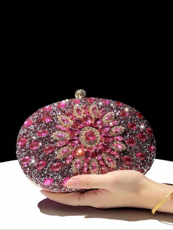 Women's Elegant Rhinestone Decorated Evening Bag, 2024 New Style Exquisite Sunflower Design Clutch Purse, Trendy All-match Bag for Party Decoration