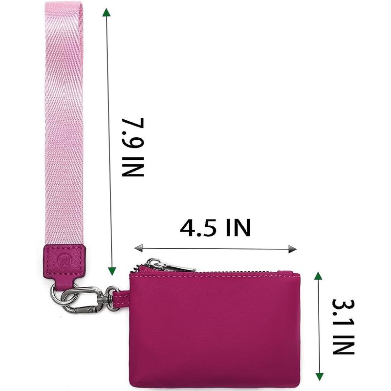 Mini Zip around Wristlet Wallet for Women - Detachable Dual Pouch Wristlet Portable - Pocket Keychain Small Purse