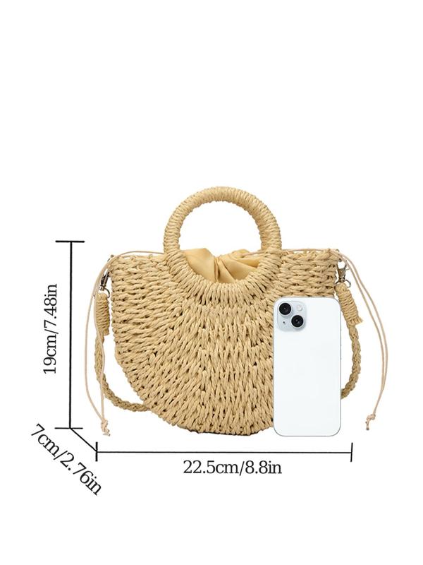 Boho Style Straw Handbag, Fashionable Shoulder Bag, Bags for Women, Casual Trendy Versatile High-quality Shopping Bag for Travel, Vacation, Fall Outfits, Earthtone Fall Freshness