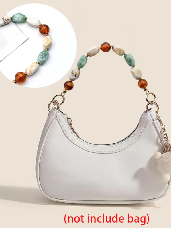 2024 New Style Colorblock Beaded Bag Strap, Fashionable Bag Strap for Women's Handbag, Elegant Detachable Bag Decoration for Daily Use