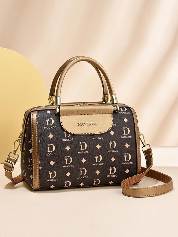 Women's Letter Print Zipper Handbag, Trendy Simple Casual Matching Crossbody Bag, All-match Shoulder Bag for Work & Daily Used