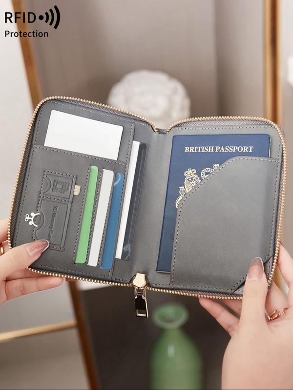 Simple Plain Color Passport Holder with Card Slots, Rfid Protection Multi-functional Passport Protective Cover, Casual Travel Wallet for Women & Men