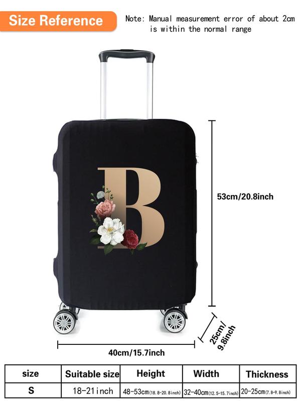 Letter & Floral Pattern Travel Luggage Protector, Dustproof Foldable Suitcase Cover, Travel Accessories for 18-21 Inch Suitcase