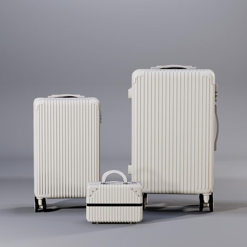 White Luggage Set - 3-Piece PC+ABS Material, 20 24 Inch with 360 Degree Rotating Silent Wheels