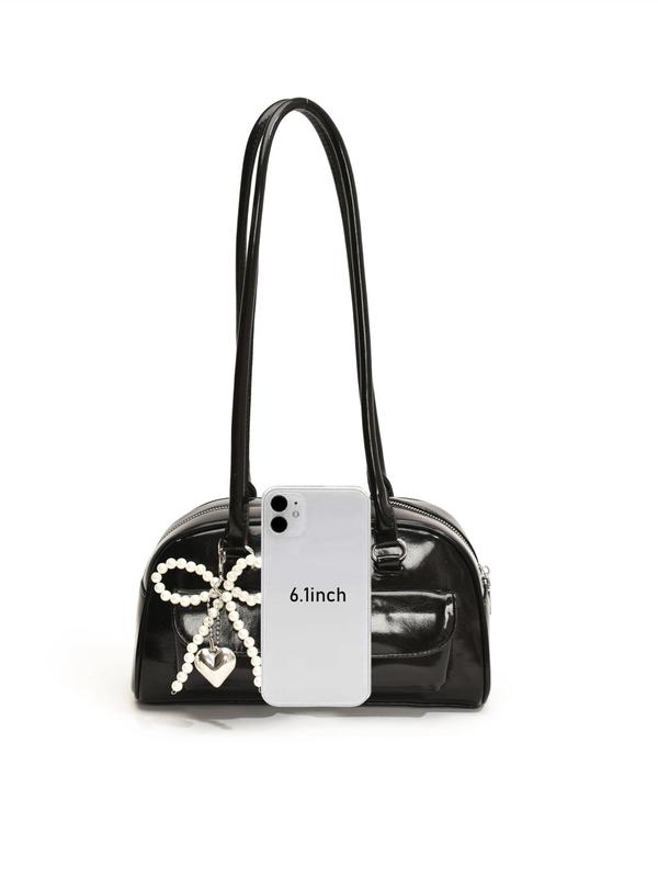 Women's Fashionable Shoulder Bag with Bow Charm, Casual Versatile Shoulder Bag for Daily Used, Trendy All-match Commuter Bag