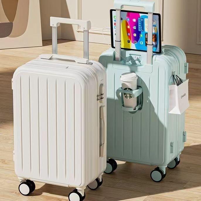 2024 Multifunctional Travel Luggage: Lightweight 20-26 Inch Carry-On with 360-Degree Wheels, Password Lock, Durable Construction, Trolley Function, and Rechargeable Features