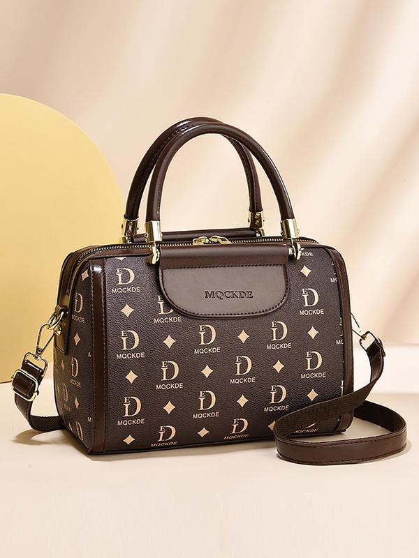 Women's Letter Print Zipper Handbag, Trendy Simple Casual Matching Crossbody Bag, All-match Shoulder Bag for Work & Daily Used