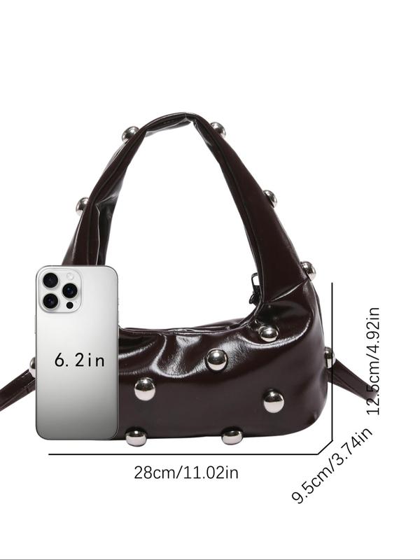 Women's Fashionable Studded Decor Shoulder Bag, 2024 New Style Casual Solid Color Crossbody Bag for Daily Used, Trendy Versatile High-quality Daily Commuting Bag