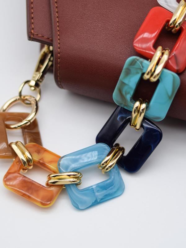 Colorblock Chain Strap, Fashionable Resin Bag Strap for Women's Shoulder Bag, Trendy All-match & Exquisite Bag Accessories for Daily Use