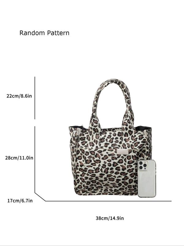 Fashion Leopard Print Tote Bag, Multi-pocket Large Capacity Shoulder Bag for Women, Casual Trendy Versatile High-quality Daily Commuting Bag, Girl Fashionable Bag