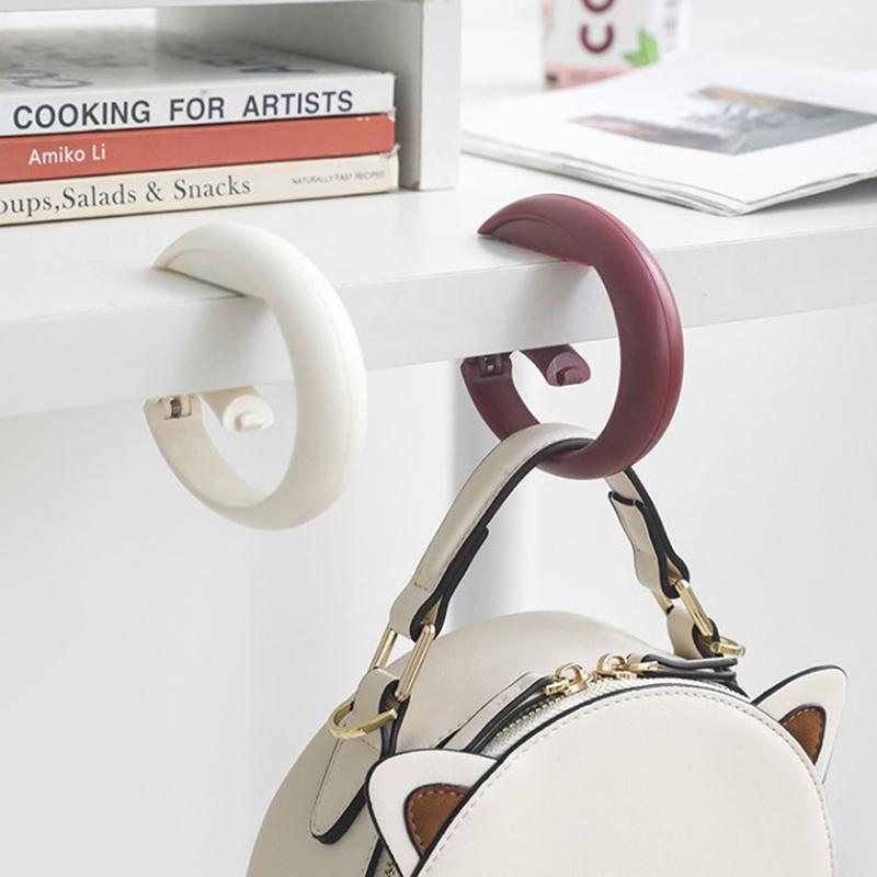 Portable ABS Bag Hook For Hanging Table Purse Bag Hooks Wall Hanger Holder Handbag Hanger Desk Side Holder Home Storage