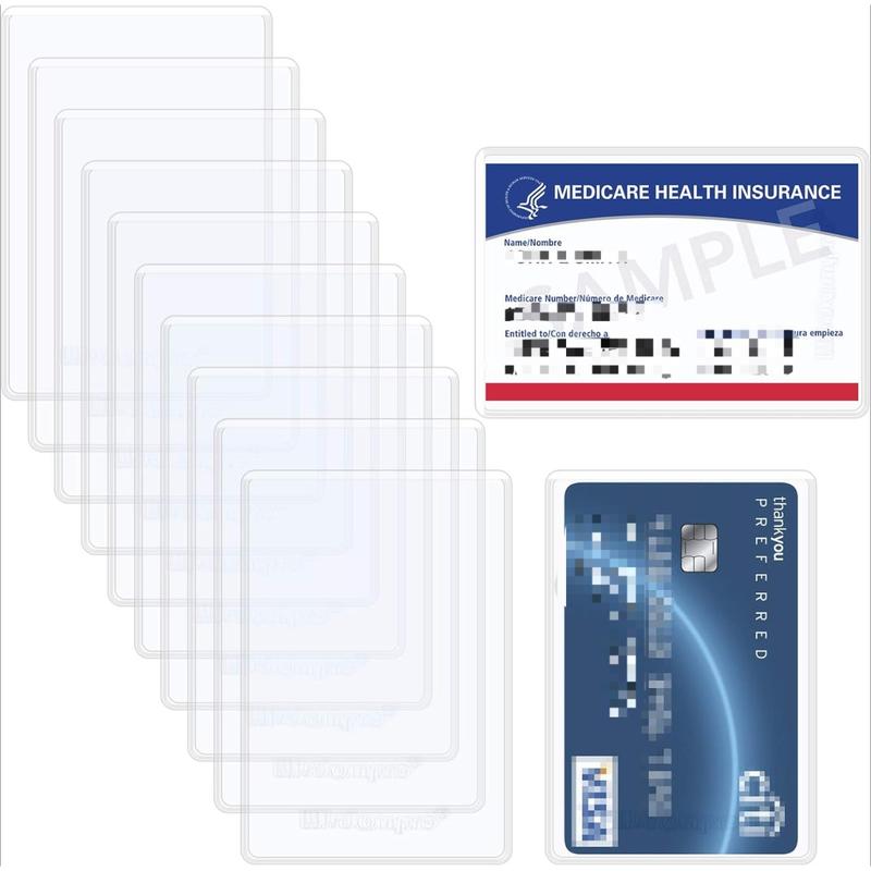 10 Pack New Medicare Card Holder Protector Sleeves, 6 Mil Soft and Flexible Clear PVC Wallet Size Slot for Social Security Card, Insurance Card, Credit Card, Debit Card, Driver's License