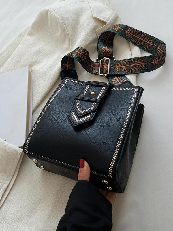 Women's Fashionable Plain Crossbody Bag,  Casual Vintage Pu Leather Zipper Shoulder Bag for Daily Used, Trendy Versatile High-quality Daily Commuting Bag