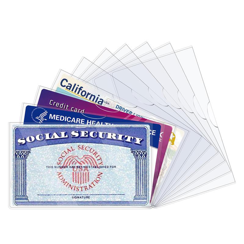 10 Pack Social Security Card Protector Sleeves, New Medicare Card Protector Sleeve, Credit Card Holder. 31 Mil Soft Clear Card Sleeves for Waterproof Social Security Card and Credit Card Protection.