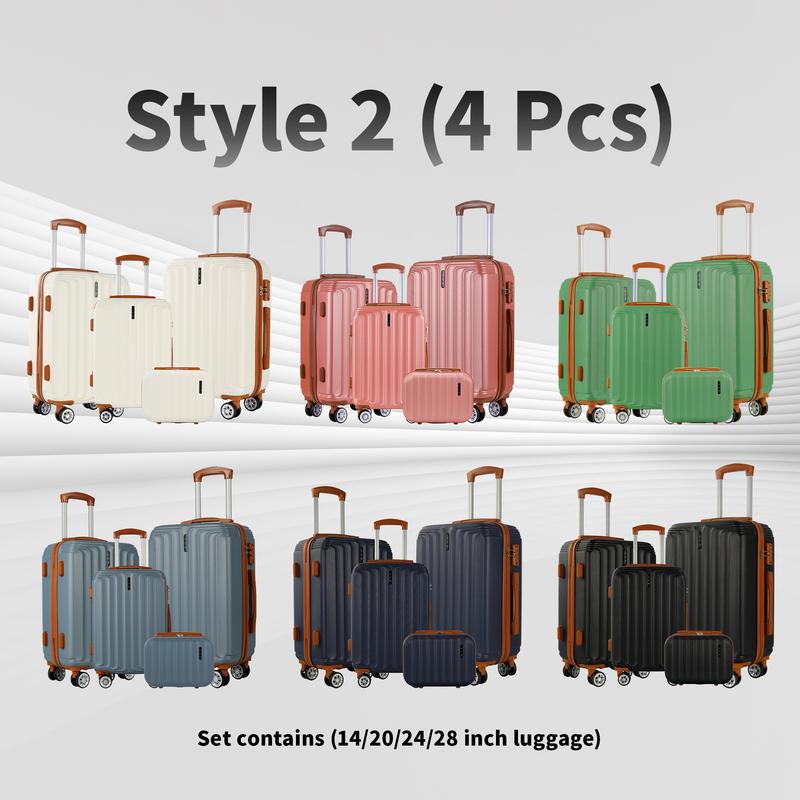 Luggage set with 3 4 7 9 pieces including 20 24 28-inch suitcases. TSA locks, multiple compartments. Durable and anti-drop.