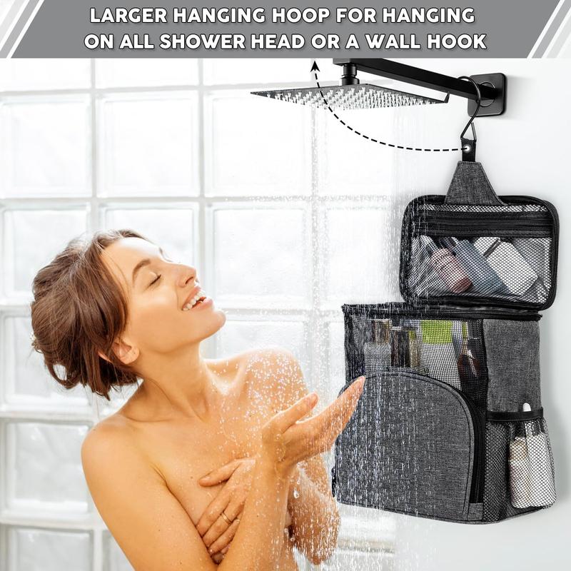 Portable Shower Caddy Dorm, Hanging Shower Bag For Camping Drain From Bottom - College Dorm Room Essentials For Guys Mesh Shower Tote Bag With Hook - Travel Men Women Shower Caddy Mesh Shower Caddy Portable Shower Caddy Dorm Shower Caddy Bath Caddy