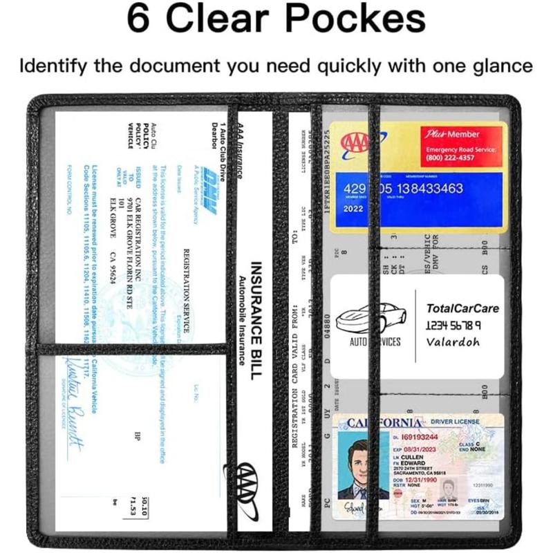 Advanced car registration and insurance card holders, car document holders for cards, driver's licenses, and other basic documents (black)