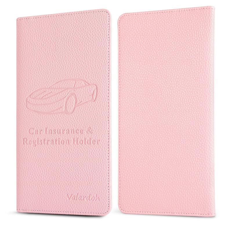 Premium Car Registration and Insurance Card Holder, Car Document Holder for Cards, Driver License & other Essential Documents (Pink)