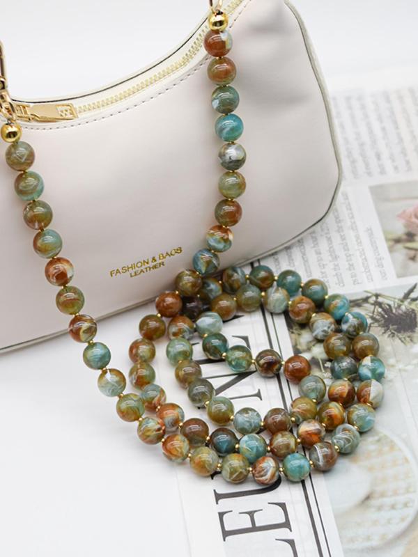 2024 New Style Colorblock Beaded Bag Strap, Fashionable Bag Strap for Women's Handbag, Elegant Detachable Bag Decoration for Daily Use