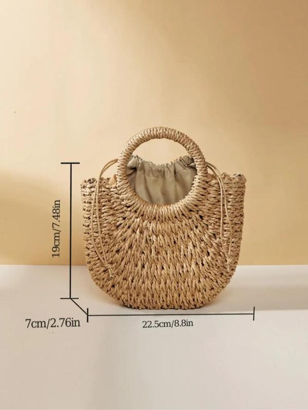 Boho Style Straw Handbag, Fashionable Shoulder Bag, Bags for Women, Casual Trendy Versatile High-quality Shopping Bag for Travel, Vacation, Fall Outfits, Earthtone Fall Freshness