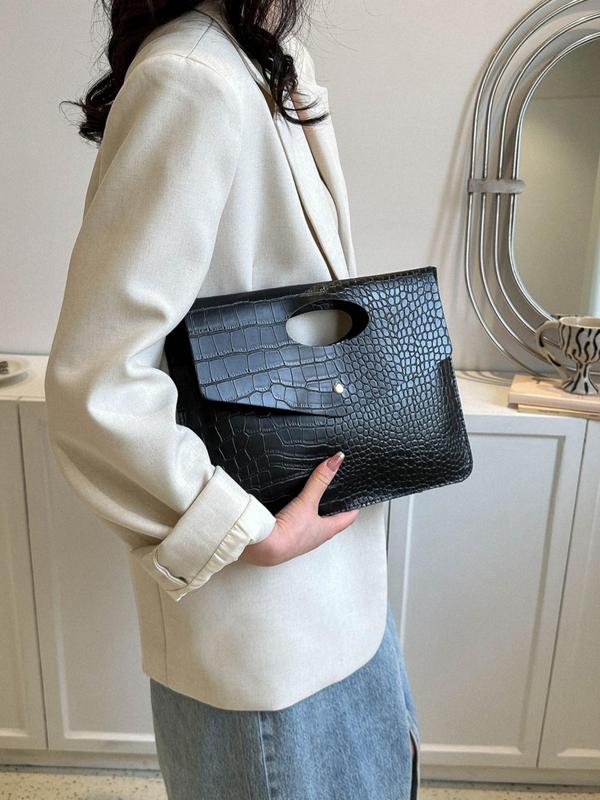 Women's Fashionable Crocodile Pattern Design Clutch, Casual Versatile Pu Leather Clutch Bag for Daily Used, Trendy All-match Bag for Commuters and Students