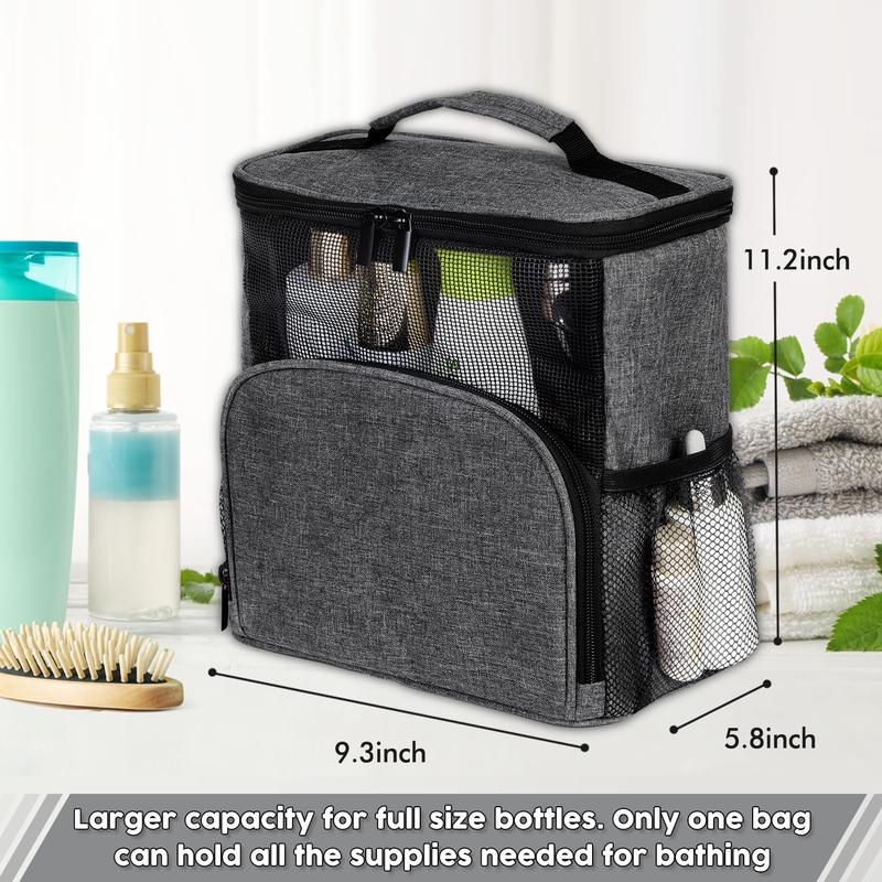 Portable Shower Caddy Dorm, Hanging Shower Bag For Camping Drain From Bottom - College Dorm Room Essentials For Guys Mesh Shower Tote Bag With Hook - Travel Men Women Shower Caddy Mesh Shower Caddy Portable Shower Caddy Dorm Shower Caddy Bath Caddy