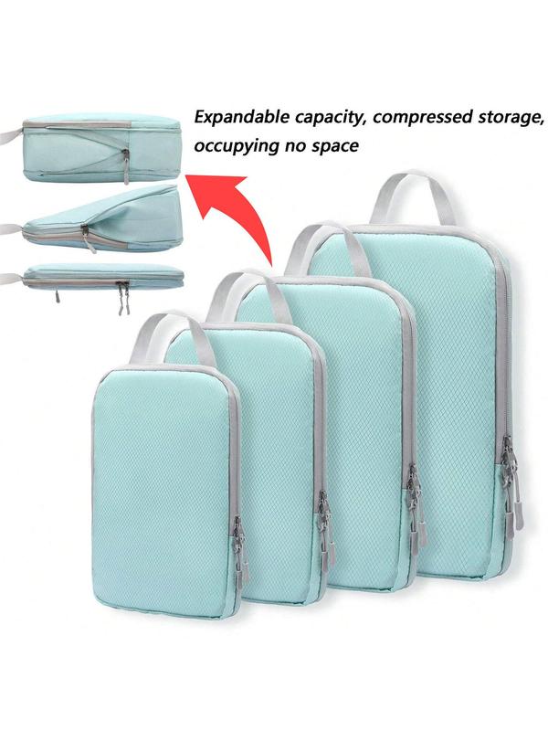 Compression Packing Cubes for Suitcases, 4 Counts Light Travel Suitcase Organizer Bags Set Back To School, With Shoe Bag, Expandable Packing Luggage Organizer Bags, Space-Saving Travel Essentials Accessories, Fall Outfits, Fall Freshness