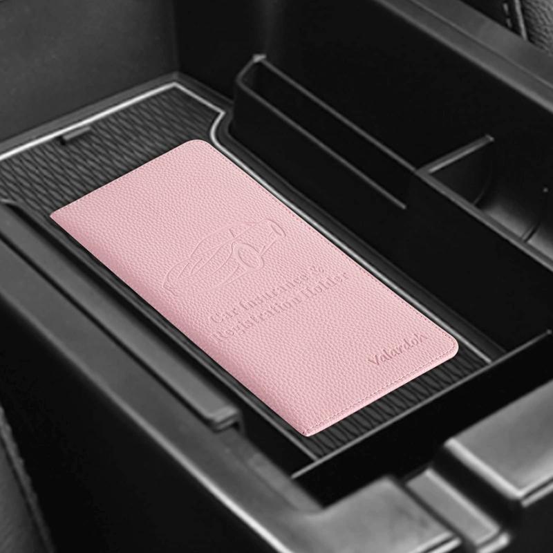 Premium Car Registration and Insurance Card Holder, Car Document Holder for Cards, Driver License & other Essential Documents (Pink)