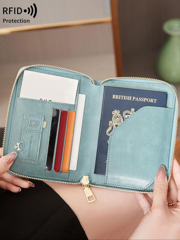 Simple Plain Color Passport Holder with Card Slots, Rfid Protection Multi-functional Passport Protective Cover, Casual Travel Wallet for Women & Men