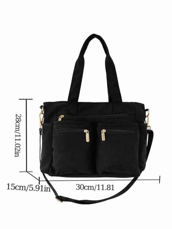 Women's Simple Plain Color Tote Bag, Work Bag, Casual Large Capacity Shoulder Crossbody Bags for Women, Tote Bags for School Casual Trendy Versatile Daily Commuting Bag, Girl Fashionable Shopping Bag